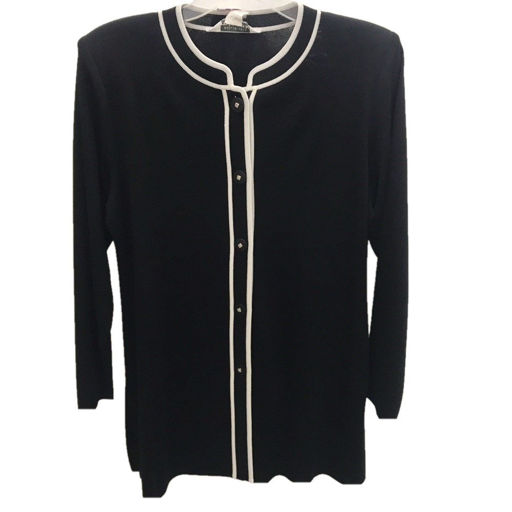 Misook Black & White Button Down
